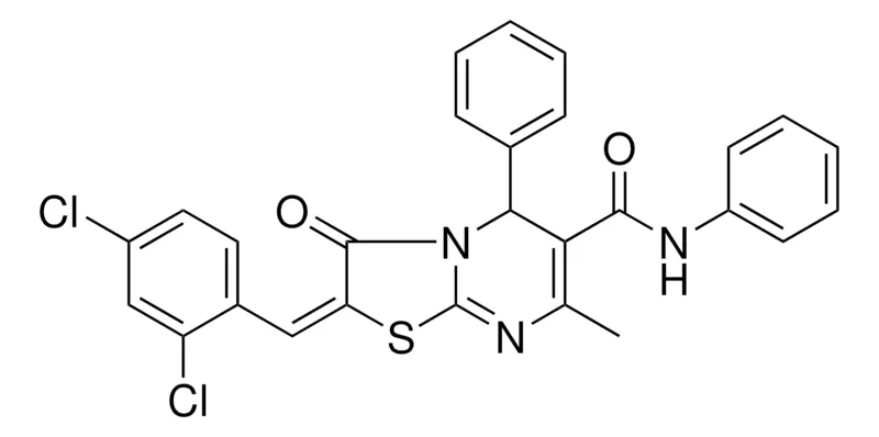 Sigma-Aldrich (2E)-2-(2,4-DICHLOROBENZYLIDENE)-7-METHYL-3-OXO-N,5-DIPHENYL-2,3-DIHYDRO-5H-[1,3]THIAZOLO[3,2-A]PYRIMIDINE-6-CARBOXAMIDE，AldrichCPR