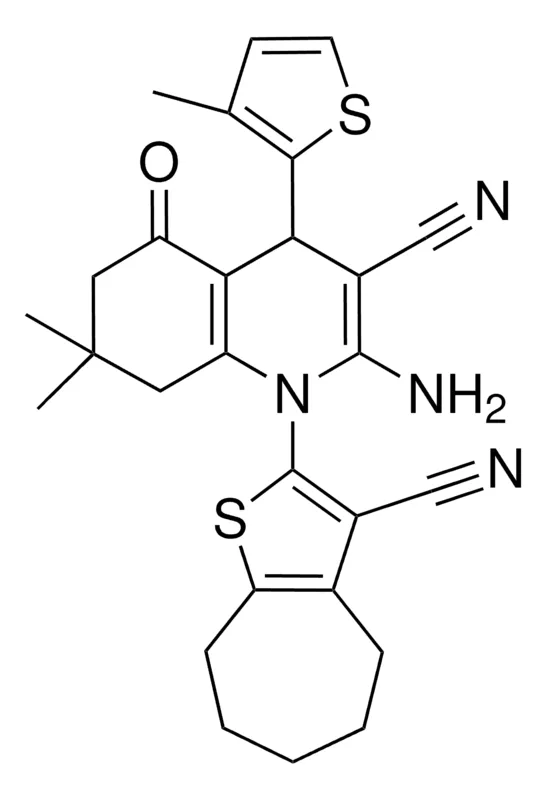 Sigma-Aldrich 2-AMINO-1-(3-CYANO-5,6,7,8-TETRAHYDRO-4H-CYCLOHEPTA[B]THIEN-2-YL)-7,7-DIMETHYL-4-(3-METHYL-2-THIENYL)-5-OXO-1,4,5,6,7,8-HEXAHYDRO-3-QUINOLINECARBONITRILE，AldrichCPR