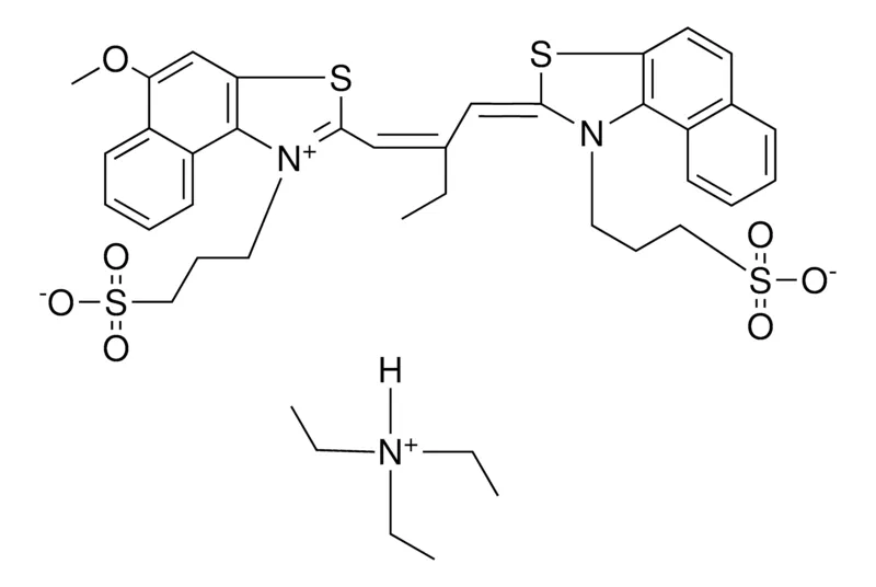 Sigma-Aldrich N,N-DIETHYLETHANAMINIUM 3-((2E)-2-{(2Z)-2-ETHYL-3-[5-METHOXY-1-(3-SULFONATOPROPYL)NAPHTHO[1,2-D][1,3]THIAZOL-1-IUM-2-YL]-2-PROPENYLIDENE}NAPHTHO[1,2-D][1,3]THIAZOL-1-YL)-1-PROPANESULFONATE，AldrichCPR
