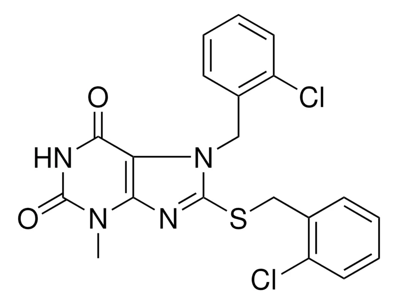 Sigma-Aldrich 7-(2-CL-BENZYL)-8-(2-CHLORO-BENZYLSULFANYL)-3-ME-3,7-DIHYDRO-PURINE-2,6-DIONE,AldrichCPR
