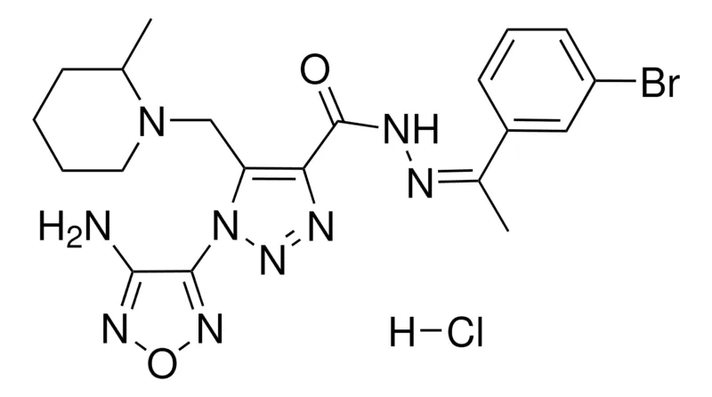 Sigma-Aldrich 1-(4-AMINO-1,2,5-OXADIAZOL-3-YL)-N'-[(Z)-1-(3-BROMOPHENYL)ETHYLIDENE]-5-[(2-METHYL-1-PIPERIDINYL)METHYL]-1H-1,2,3-TRIAZOLE-4-CARBOHYDRAZIDE HYDROCHLORIDE，AldrichCPR