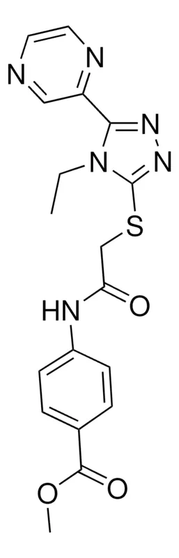 Sigma-Aldrich ME 4-((((4-ET-5-(2-PYRAZINYL)-4H-1,2,4-TRIAZOL-3-YL)THIO)ACETYL)AMINO)BENZOATE,AldrichCPR