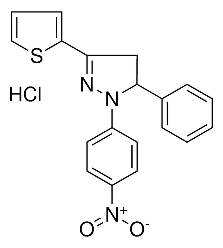 Sigma-Aldrich 1-(4-NITRO-PH)-5-PHENYL-3-THIOPHEN-2-YL-4,5-DIHYDRO-1H-PYRAZOLE, HYDROCHLORIDE,AldrichCPR