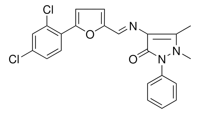 Sigma-Aldrich 4-({(E)-[5-(2,4-DICHLOROPHENYL)-2-FURYL]METHYLIDENE}AMINO)-1,5-DIMETHYL-2-PHENYL-1,2-DIHYDRO-3H-PYRAZOL-3-ONE，AldrichCPR