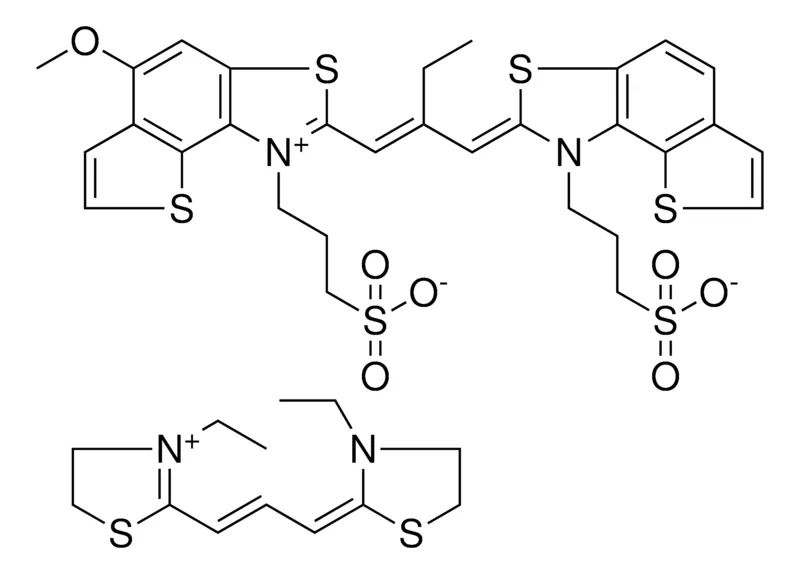 Sigma-Aldrich 3-ETHYL-2-[(1E,3E)-3-(3-ETHYL-1,3-THIAZOLIDIN-2-YLIDENE)-1-PROPENYL]-4,5-DIHYDRO-1,3-THIAZOL-3-IUM 3-((2Z)-2-{(2E)-2-ETHYL-3-[5-METHOXY-1-(3-SULFONATOPROPYL)THIENO[2,3-E][1,3]BENZOTHIAZOL-1-IUM-2-YL]-2-PROPENYLIDENE}THIENO[2,3-E][1,3]BENZOTHIAZOL-1-YL)-1-PROPANESULFONATE，AldrichCPR
