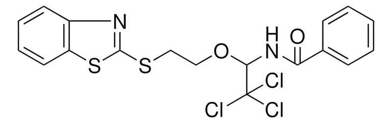 Sigma-Aldrich N-(1-(2-(BENZOTHIAZOL-2-YLSULFANYL)-ETHOXY)-2,2,2-TRICHLORO-ETHYL)-BENZAMIDE,AldrichCPR