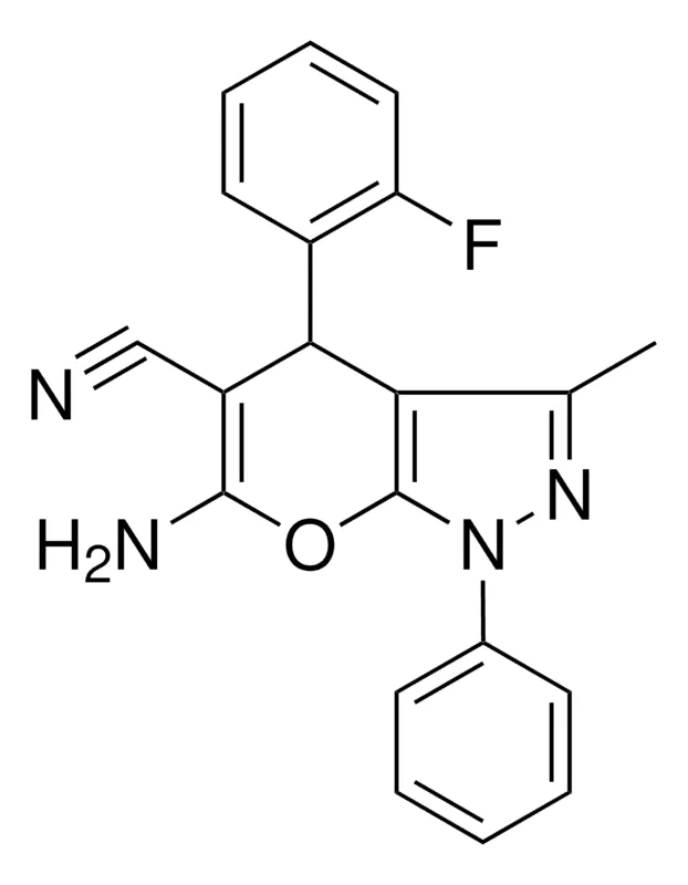Sigma-Aldrich 6-AMINO-4-(2-F-PH)-3-ME-1-PH-1,4-DIHYDRO-PYRANO(2,3-C)PYRAZOLE-5-CARBONITRILE,AldrichCPR