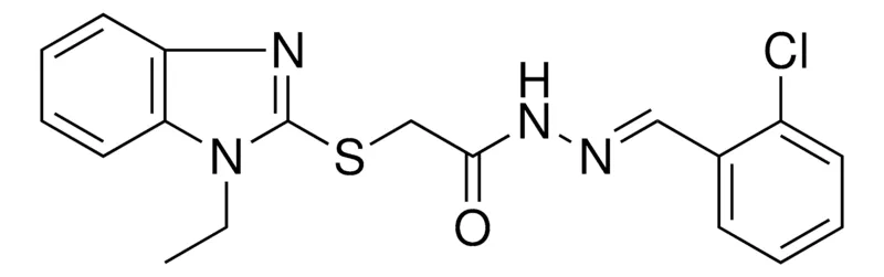 Sigma-Aldrich 2-(1-ET-1H-BENZOIMIDAZOL-2-YLSULFANYL)-ACETIC ACID (2-CL-BENZYLIDENE)-HYDRAZIDE,AldrichCPR