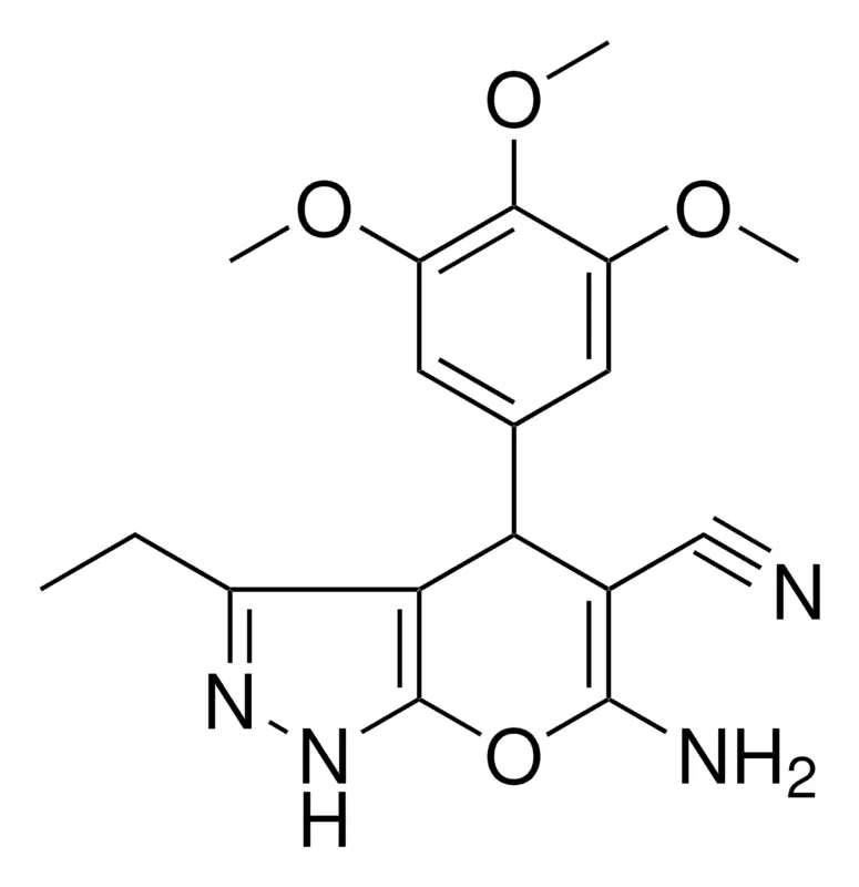 Sigma-Aldrich 6-AMINO-3-ET-4-(3,4,5-TRI-MEO-PH)1,4-DIHYDROPYRANO(2,3-C)PYRAZOLE-5-CARBONITRILE,AldrichCPR