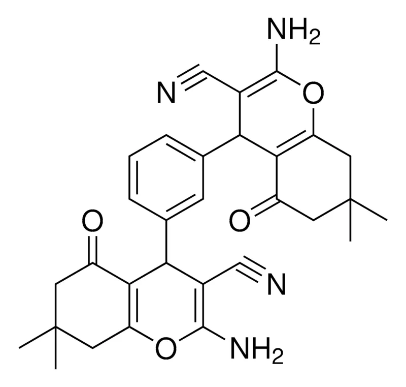 Sigma-Aldrich 4,4'-(1,3-PHENYLENE)BIS(2-AMINO-7,7-DIMETHYL-5-OXO-5,6,7,8-TETRAHYDRO-4H-CHROMENE-3-CARBONITRILE)，AldrichCPR