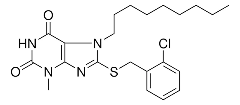 Sigma-Aldrich 8-(2-CHLORO-BENZYLSULFANYL)-3-METHYL-7-NONYL-3,7-DIHYDRO-PURINE-2,6-DIONE,AldrichCPR
