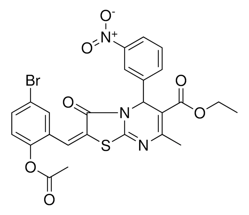 Sigma-Aldrich ETHYL (2E)-2-[2-(ACETYLOXY)-5-BROMOBENZYLIDENE]-7-METHYL-5-(3-NITROPHENYL)-3-OXO-2,3-DIHYDRO-5H-[1,3]THIAZOLO[3,2-A]PYRIMIDINE-6-CARBOXYLATE，AldrichCPR