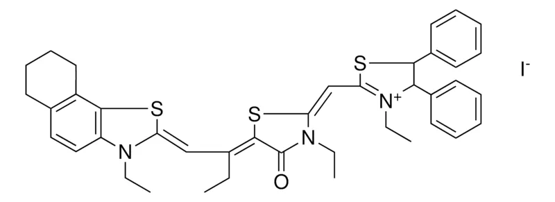 Sigma-Aldrich 3-ETHYL-2-[(E)-((5Z)-3-ETHYL-5-{1-[(Z)-(3-ETHYL-6,7,8,9-TETRAHYDRONAPHTHO[2,1-D][1,3]THIAZOL-2(3H)-YLIDENE)METHYL]PROPYLIDENE}-4-OXO-1,3-THIAZOLIDIN-2-YLIDENE)METHYL]-4,5-DIPHENYL-4,5-DIHYDRO-1,3-THIAZOL-3-IUM IODIDE，AldrichCPR
