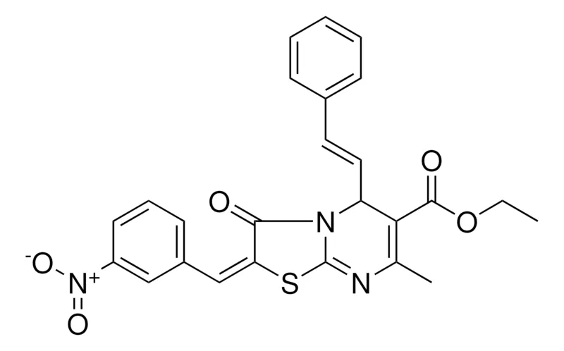 Sigma-Aldrich ETHYL (2E)-7-METHYL-2-(3-NITROBENZYLIDENE)-3-OXO-5-[(E)-2-PHENYLETHENYL]-2,3-DIHYDRO-5H-[1,3]THIAZOLO[3,2-A]PYRIMIDINE-6-CARBOXYLATE，AldrichCPR
