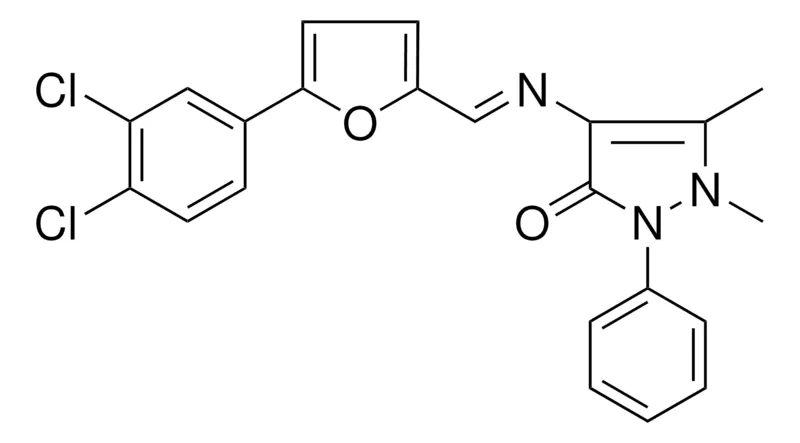 Sigma-Aldrich 4-({(E)-[5-(3,4-DICHLOROPHENYL)-2-FURYL]METHYLIDENE}AMINO)-1,5-DIMETHYL-2-PHENYL-1,2-DIHYDRO-3H-PYRAZOL-3-ONE，AldrichCPR