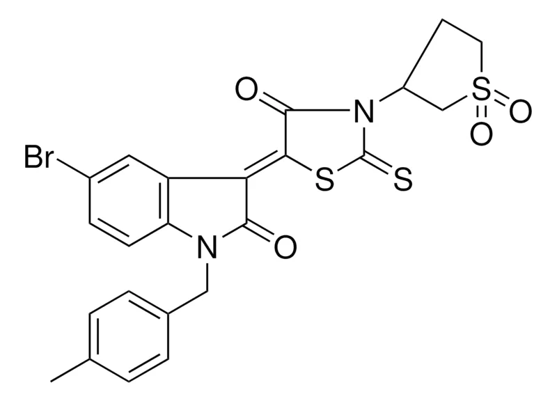 Sigma-Aldrich (3Z)-5-BROMO-3-[3-(1,1-DIOXIDOTETRAHYDRO-3-THIENYL)-4-OXO-2-THIOXO-1,3-THIAZOLIDIN-5-YLIDENE]-1-(4-METHYLBENZYL)-1,3-DIHYDRO-2H-INDOL-2-ONE，AldrichCPR