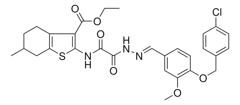 Sigma-Aldrich ETHYL 2-{[((2E)-2-{4-[(4-CHLOROBENZYL)OXY]-3-METHOXYBENZYLIDENE}HYDRAZINO)(OXO)ACETYL]AMINO}-6-METHYL-4,5,6,7-TETRAHYDRO-1-BENZOTHIOPHENE-3-CARBOXYLATE，AldrichCPR