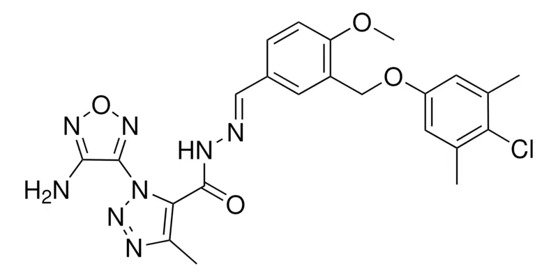Sigma-Aldrich 1-(4-AMINO-1,2,5-OXADIAZOL-3-YL)-N'-((E)-{3-[(4-CHLORO-3,5-DIMETHYLPHENOXY)METHYL]-4-METHOXYPHENYL}METHYLIDENE)-4-METHYL-1H-1,2,3-TRIAZOLE-5-CARBOHYDRAZIDE，AldrichCPR