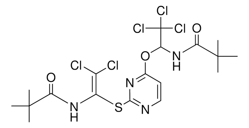 Sigma-Aldrich N-{2,2-DICHLORO-1-[(4-{2,2,2-TRICHLORO-1-[(2,2-DIMETHYLPROPANOYL)AMINO]ETHOXY}-2-PYRIMIDINYL)SULFANYL]VINYL}-2,2-DIMETHYLPROPANAMIDE，AldrichCPR