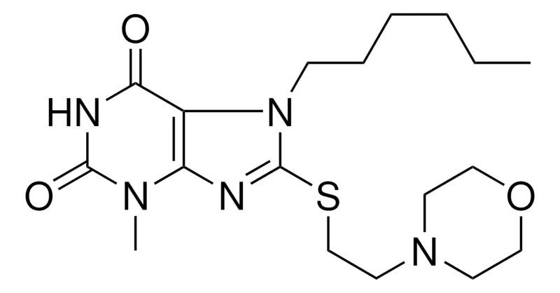 Sigma-Aldrich 7-HEXYL-3-ME-8-((2-(4-MORPHOLINYL)ETHYL)THIO)-3,7-DIHYDRO-1H-PURINE-2,6-DIONE,AldrichCPR