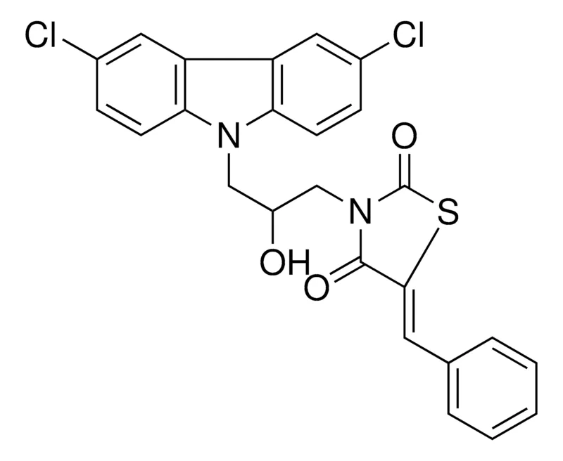 Sigma-Aldrich 5-BENZYLIDENE-3-(3-(3,6-DICHLORO-CARBAZOL-9-YL)-2-HO-PR)-THIAZOLIDINE-2,4-DIONE,AldrichCPR