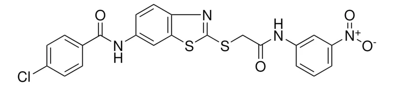 Sigma-Aldrich 4-CL-N(2-((3-NITRO-PHENYLCARBAMOYL)-METHYLSULFANYL)-BENZOTHIAZOL-6-YL)-BENZAMIDE,AldrichCPR