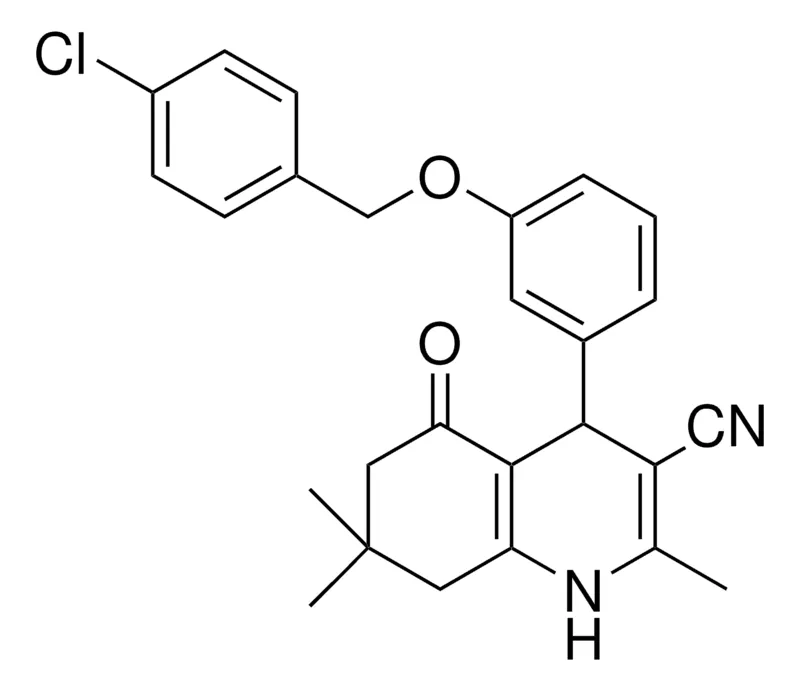 Sigma-Aldrich 4-(3-((4-CHLOROBENZYL)OXY)PHENYL)-2,7,7-TRIMETHYL-5-OXO-1,4,5,6,7,8-HEXAHYDRO-3-QUINOLINECARBONITRILE,AldrichCPR