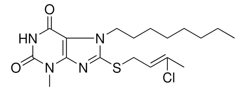 Sigma-Aldrich 8-(3-CHLORO-BUT-2-ENYLSULFANYL)-3-METHYL-7-OCTYL-3,7-DIHYDRO-PURINE-2,6-DIONE,AldrichCPR