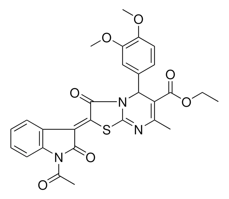 Sigma-Aldrich ETHYL (2Z)-2-(1-ACETYL-2-OXO-1,2-DIHYDRO-3H-INDOL-3-YLIDENE)-5-(3,4-DIMETHOXYPHENYL)-7-METHYL-3-OXO-2,3-DIHYDRO-5H-[1,3]THIAZOLO[3,2-A]PYRIMIDINE-6-CARBOXYLATE，AldrichCPR