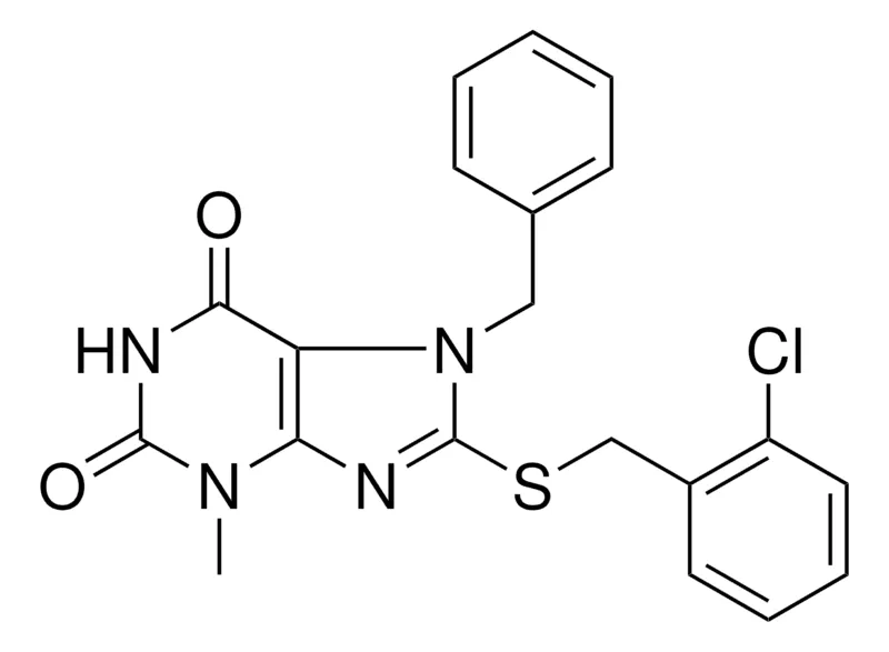 Sigma-Aldrich 7-BENZYL-8-(2-CHLORO-BENZYLSULFANYL)-3-METHYL-3,7-DIHYDRO-PURINE-2,6-DIONE,AldrichCPR