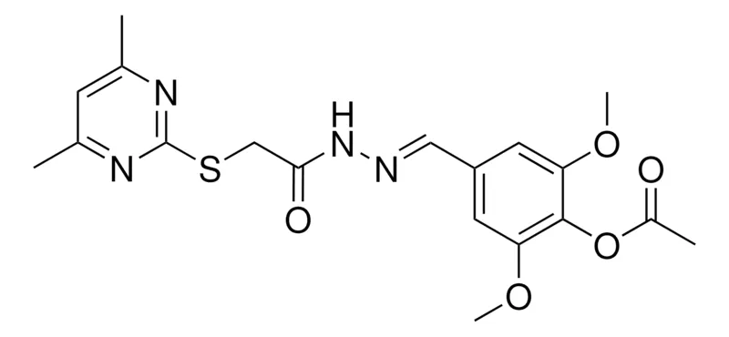 Sigma-Aldrich 4-(2-(((4,6-DI-ME-2-PYRIMIDINYL)THIO)AC)CARBOHYDRAZONOYL)-2,6-DI-MEO-PH ACETATE,AldrichCPR