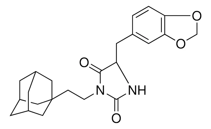 Sigma-Aldrich 3-(2-(1-ADAMANTYL)ETHYL)-5-(1,3-BENZODIOXOL-5-YLMETHYL)-2,4-IMIDAZOLIDINEDIONE,AldrichCPR