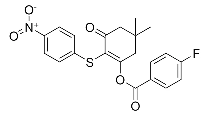 Sigma-Aldrich 4-F-BENZOIC ACID 5,5-DI-ME-2-(4-NITRO-PHENYLSULFANYL)3-OXO-CYCLOHEX-1-ENYL ESTER,AldrichCPR
