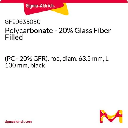 Sigma-Aldrich Polycarbonate - 20% Glass Fiber Filled，(PC- 20% GFR），杆，直径63.5 mm，长100 mm，黑色
