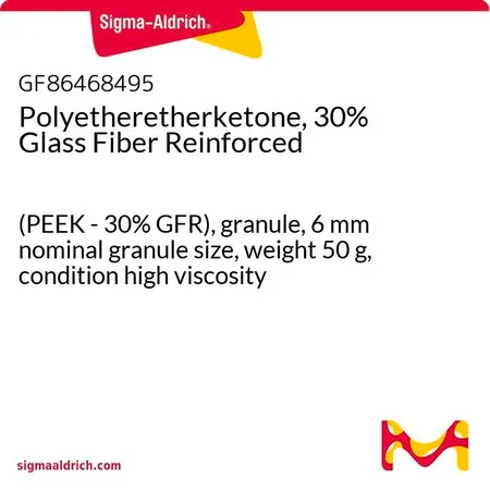 Sigma-Aldrich Polyetheretherketone, 30% Glass Fiber Reinforced，(PEEK-30%GFR），颗粒，6 mm标称颗粒尺寸，重量50 g，条件高粘度