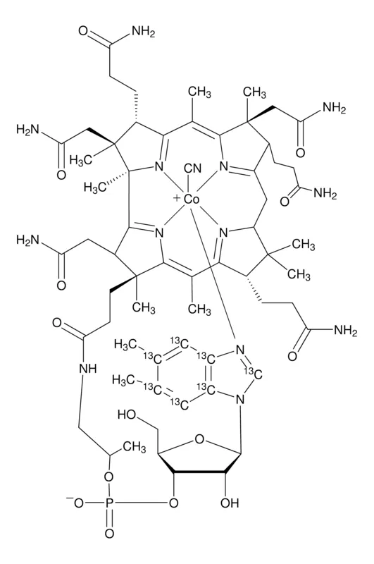 Sigma-Aldrich 维生素 B 12 -（ 二甲基苯并咪唑 - 13 C 7 ） 溶液，1 μg/mL甲醇溶液，99原子% 13 C，95%（CP）
