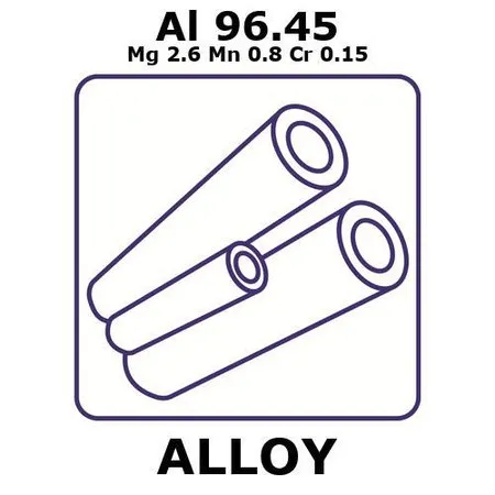 Sigma-Aldrich Aluminum-magnesium-manganese-chromium alloy, Al96.45Mg2.6Mn0.8Cr0.15，100 mm管，外径2.1 mm，壁厚0.25 mm，内径1.6 mm，如图所示