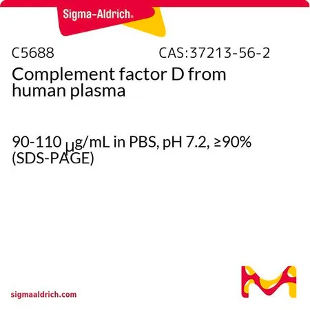Sigma-Aldrich Complement factor D 来源于人类血浆,90 - 110 μ g/mL的PBS溶液,pH 7.2,≥90%(SDS-PAGE)