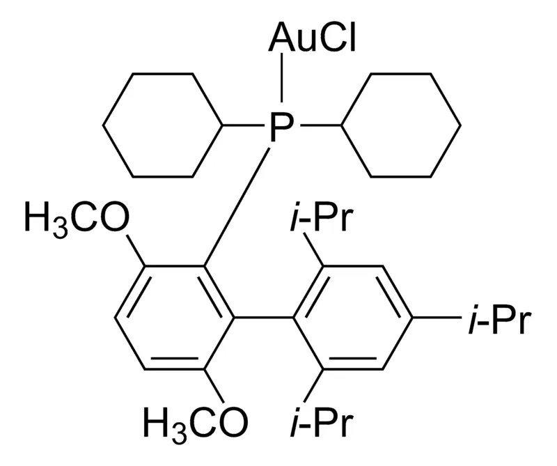 Sigma-Aldrich Chloro[2-(dicyclohexylphosphino)-3,6-dimethoxy-2′,4′,6′-triisopropyl-1,1′-biphenyl]gold(I)，97%，固体
