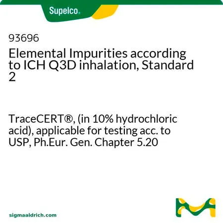 默克Supelco ICH Q3D吸入元素杂质混标2,TraceCERT®,(溶于10%盐酸),适用于根据USP、Ph.Eur. Gen.第5.20章进行检测