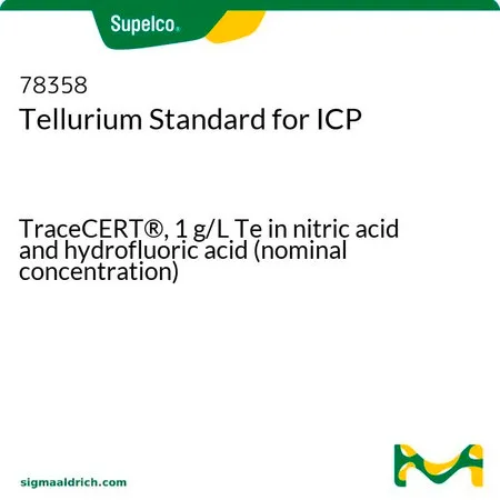 默克Supelco 碲ICP标准液,TraceCERT®,1 g/L Te硝酸和氢氟酸溶液(标称浓度)