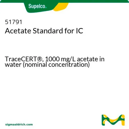 默克Supelco 醋酸标准液，用于离子色谱分析，TraceCERT®，1000 mg/L醋酸盐水溶液（标称浓度）