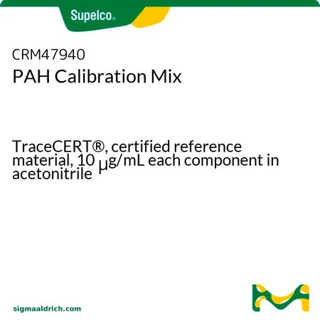 默克Supelco 多环芳烃 (PAH) 校准混标,TraceCERT®,经认证的参比物质,10 μg/mL乙腈溶液中的各组分