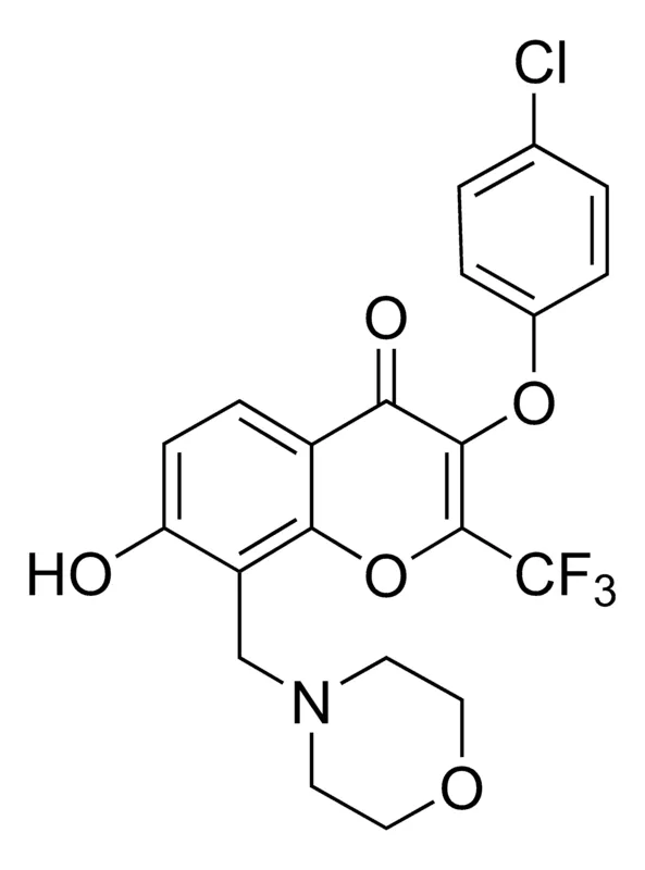 Sigma-Aldrich 3-(4-Chlorophenoxy)-7-hydroxy-8-(4-morpholinylmethyl)-2-(trifluoromethyl)-4H-chromen-4-one,AldrichCPR
