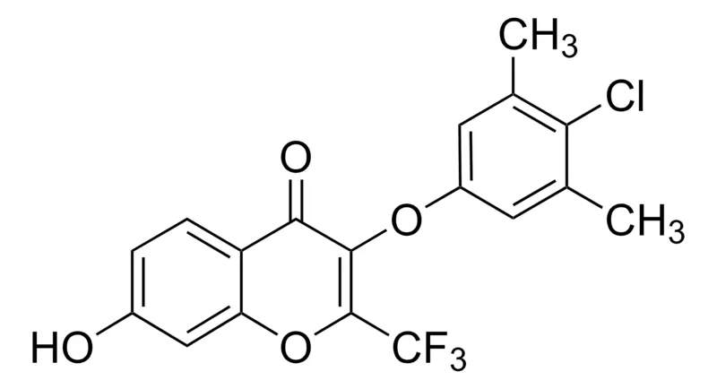 Sigma-Aldrich 3-(4-Chloro-3,5-dimethylphenoxy)-7-hydroxy-2-(trifluoromethyl)-4H-chromen-4-one,AldrichCPR