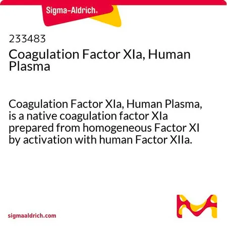 Sigma-Aldrich 凝血因子XIa，人血浆，凝血因子XIa，人血浆，是一种天然凝血因子XIa，由同质因子Xi经人因子XIIa活化而制得。因子XIIa在活化后被除去。