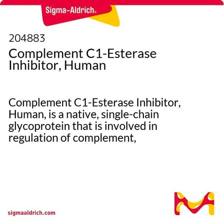 Sigma-Aldrich 补体C1-酯酶抑制剂,人,补体C1-酯酶抑制剂,人,是一种天然的单链糖蛋白,参与调节循环血浆的补体、凝血、纤溶和接触系统。