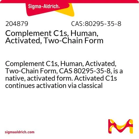 Sigma-Aldrich 补体 C1s,人,活化,双链形式,补体C1 s,人,活化,双链形式,CAS 80295-35-8,是一种天然的活化形式。活化的C1 s通过裂解并激活C2和C4,通过经典途径继续活化。