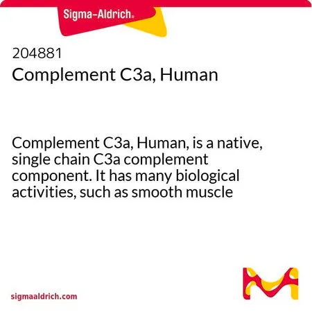 Sigma-Aldrich 补体C3a,人,≥95%(SDS-PAGE),液体,人
