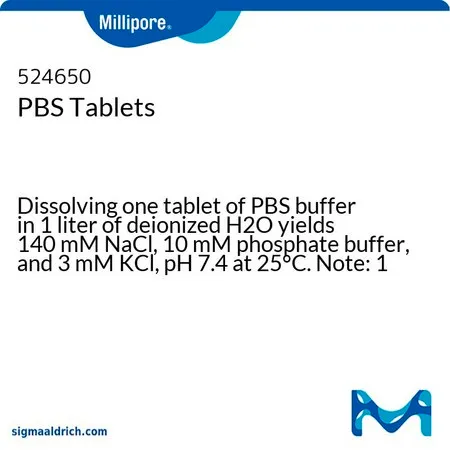 默克密理博 PBS片剂，10 mM磷酸盐缓冲液和3 mM KCl，片剂，pH 7.4，25 ℃